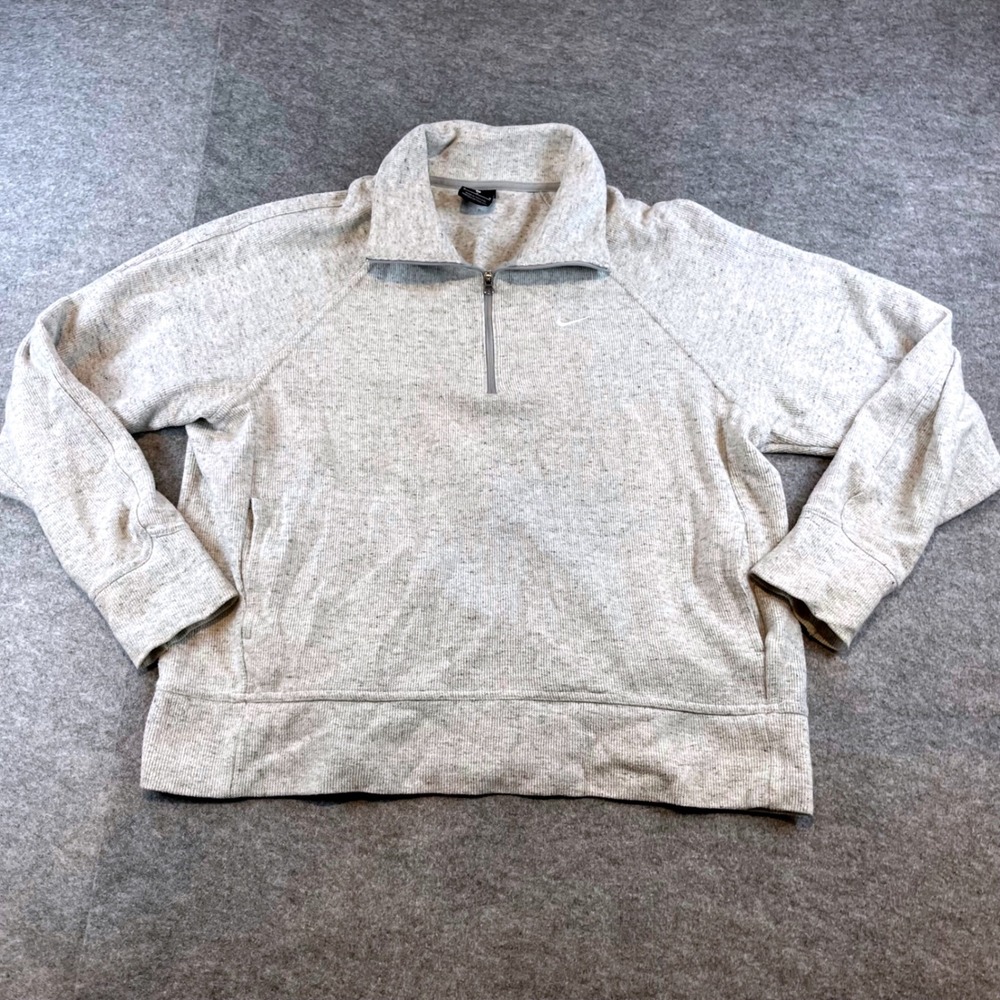 Nike Mens Quarter Zip Pullover Grey Gorpcore Athleisure M Waffle‎ Knit Sweater
